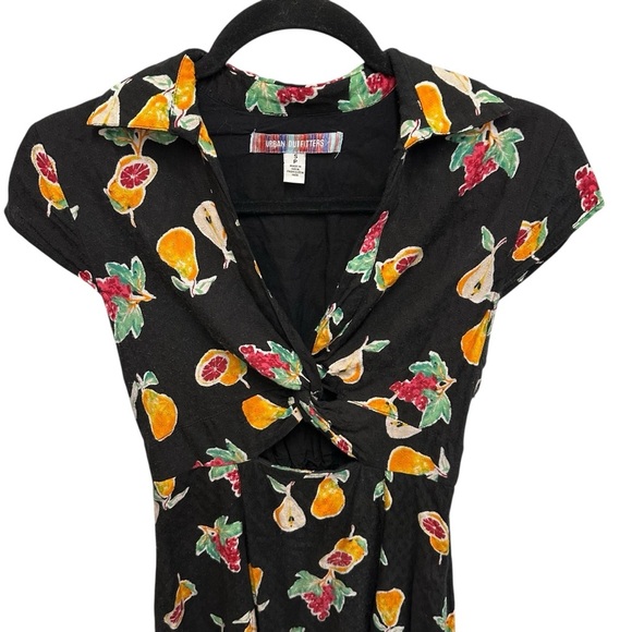 Urban Outfitters Harlow Twist Front Mini Dress black with fruit print Small - Picture 8 of 15